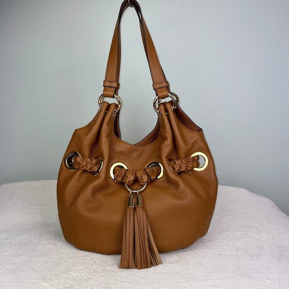 Michael Kors Bags Michael Kors Braided Grommet Hobo Shoulder Bag W Tassel Acorn Brown
